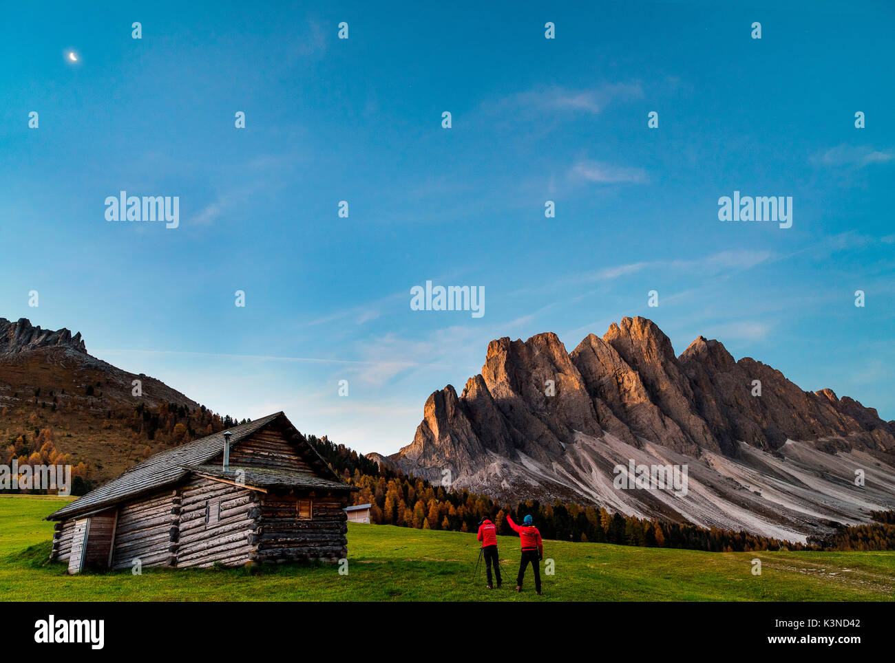 Odle,Funes, Dolomiti,Trentino Alto Adige, Italia Foto Stock