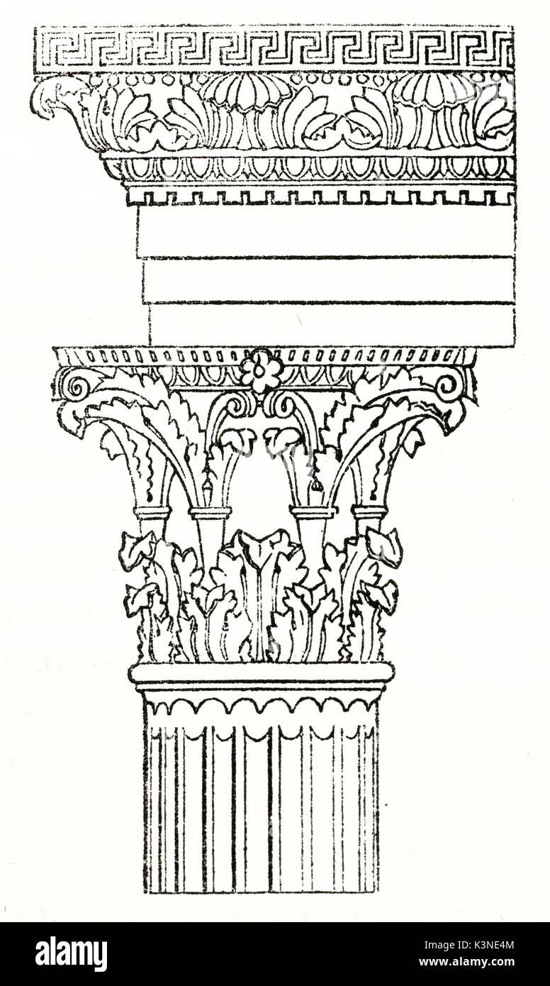 Capitello Corinzio E Un Po Di Parte Di Una Colonna Antica Dettagli Architettonici Nel Portico Della Cattedrale Di Avignone Da Autore Non Identificato Pubblicato Il Magasin Pittoresco Parigi 1839 Foto Stock Alamy