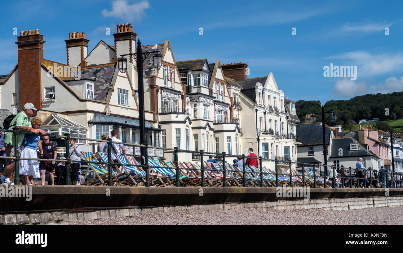 Vista lungo Sidmouth lungomare e l'Esplanade Foto Stock