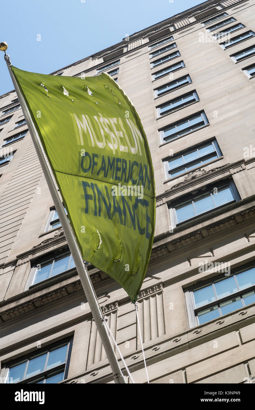 Museum of American Finance Sign, Wall Street, New York, USA Foto Stock