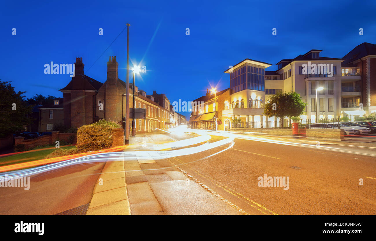Winchester dal centro città di notte Foto Stock
