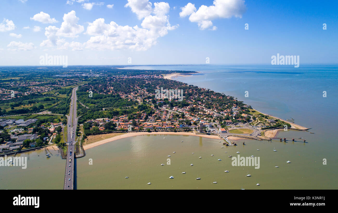 Una veduta aerea di Saint Brevin Les Pins in Loire Atlantique Foto Stock