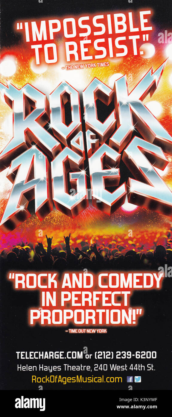 ROCK OF AGES TEATRO [PROGRAMMA] Helen Hayes Theatre di New York, 2014 Foto Stock