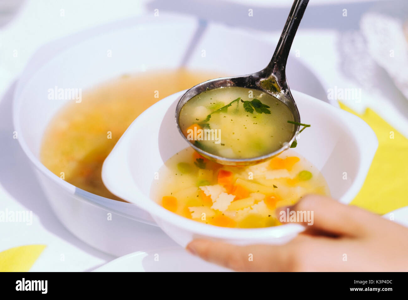 Zuppa di brodo Foto Stock