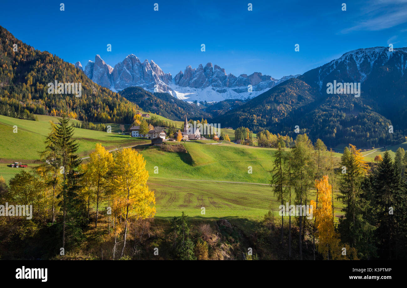 Santa Maddalena, Val di Funes, Trentino Alto Adige, Italia Foto Stock