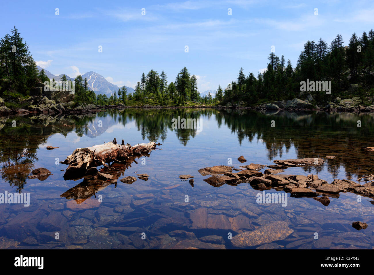 Sul Lago Grande tra Laguzzolo e Alpe Lendine, Valle del Drogo, valchiavenna, Sondrio, Lombardia, Italia Foto Stock