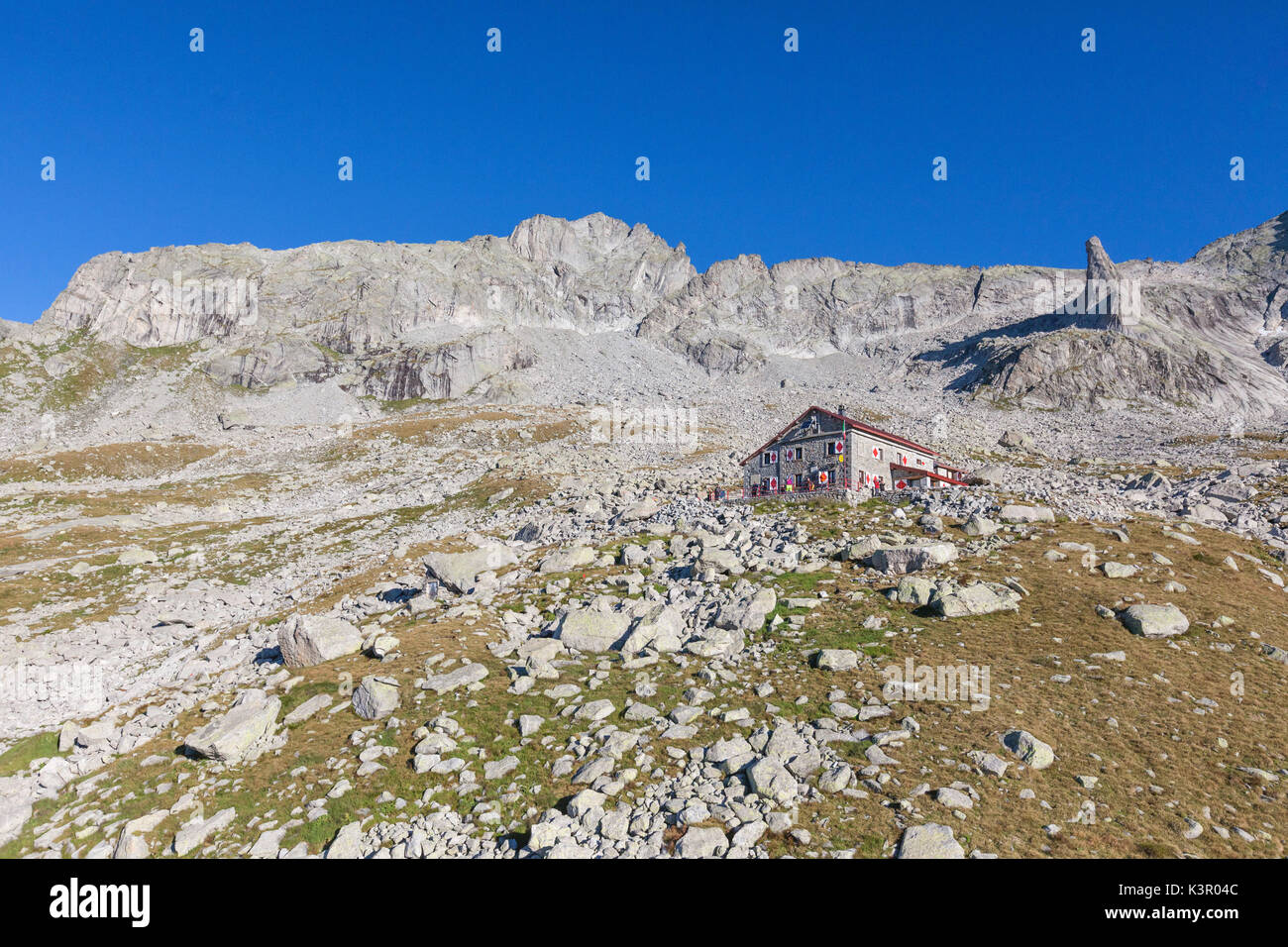 Picchi rocciosi frame Rifugio Gianetti val Porcellizzo Val Masino Valtellina Provincia di Sondrio Lombardia Italia Europa Foto Stock