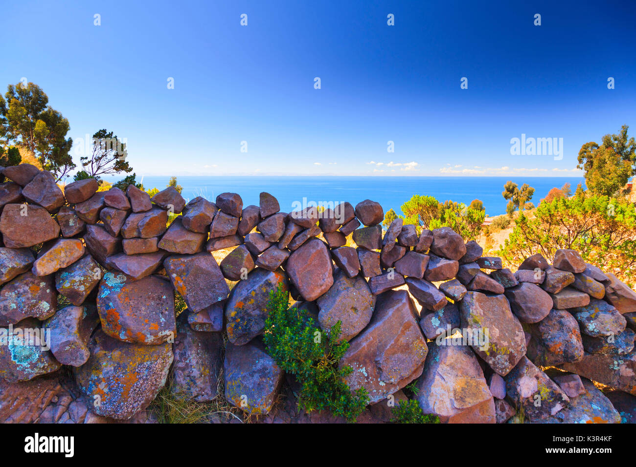 Isla Taquile sul lato peruviano del lago Titicaca Puno, provincia, Perù Foto Stock