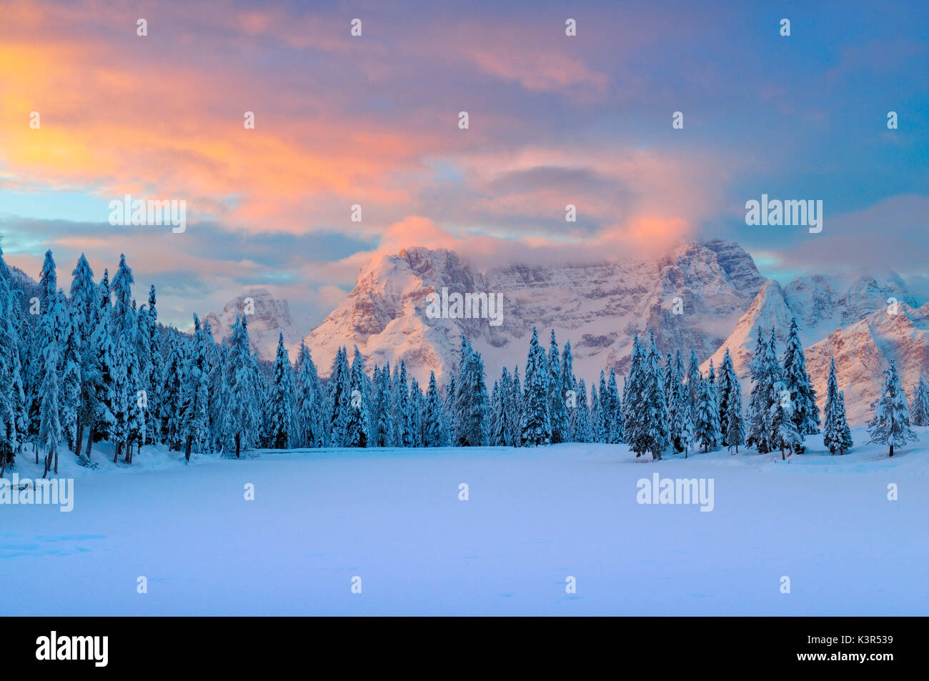 Sorapis,Auronzo,Misurina,Cadore,Lago Antorno,Dolomiti,Alpi,Veneto,Italia Foto Stock