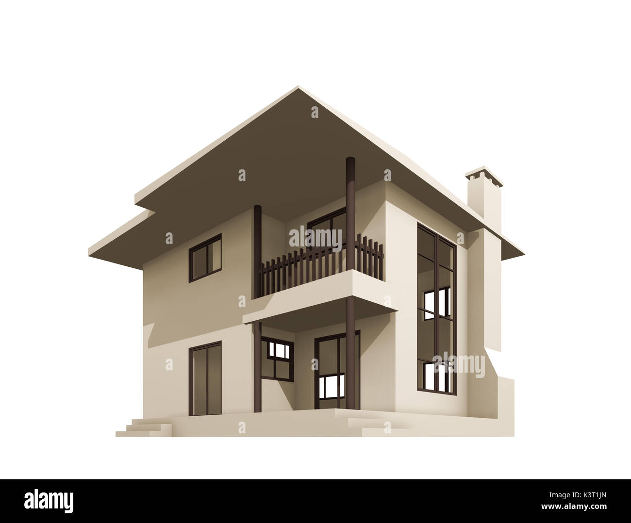 Cottage. Progettazione edilizia e modello mio rendering 3D Foto Stock