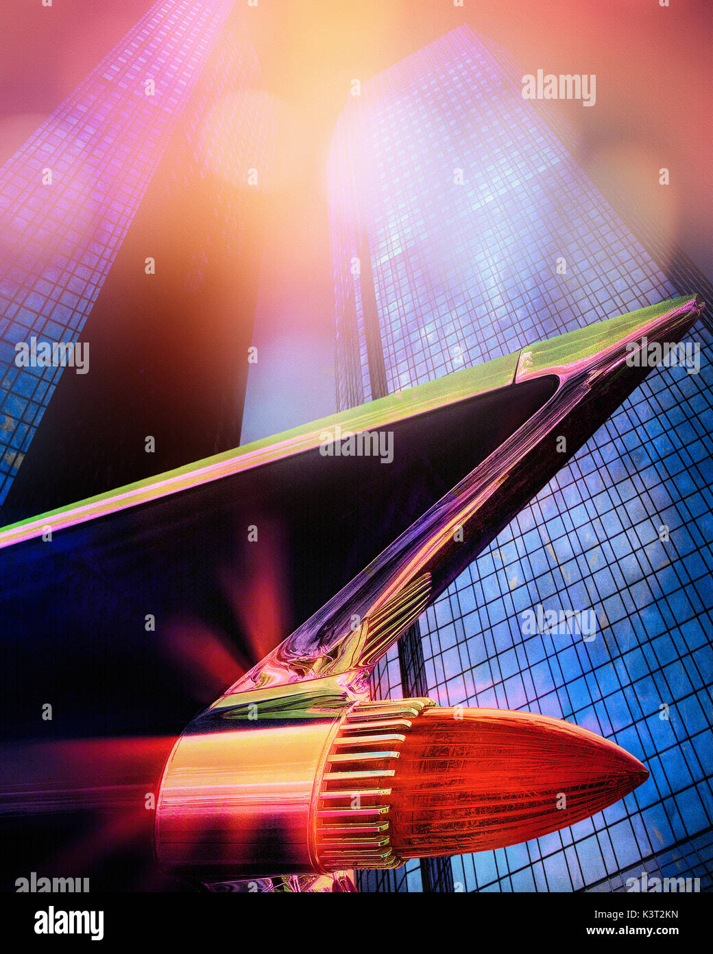 Arte digitale: la città e la vettura Foto Stock