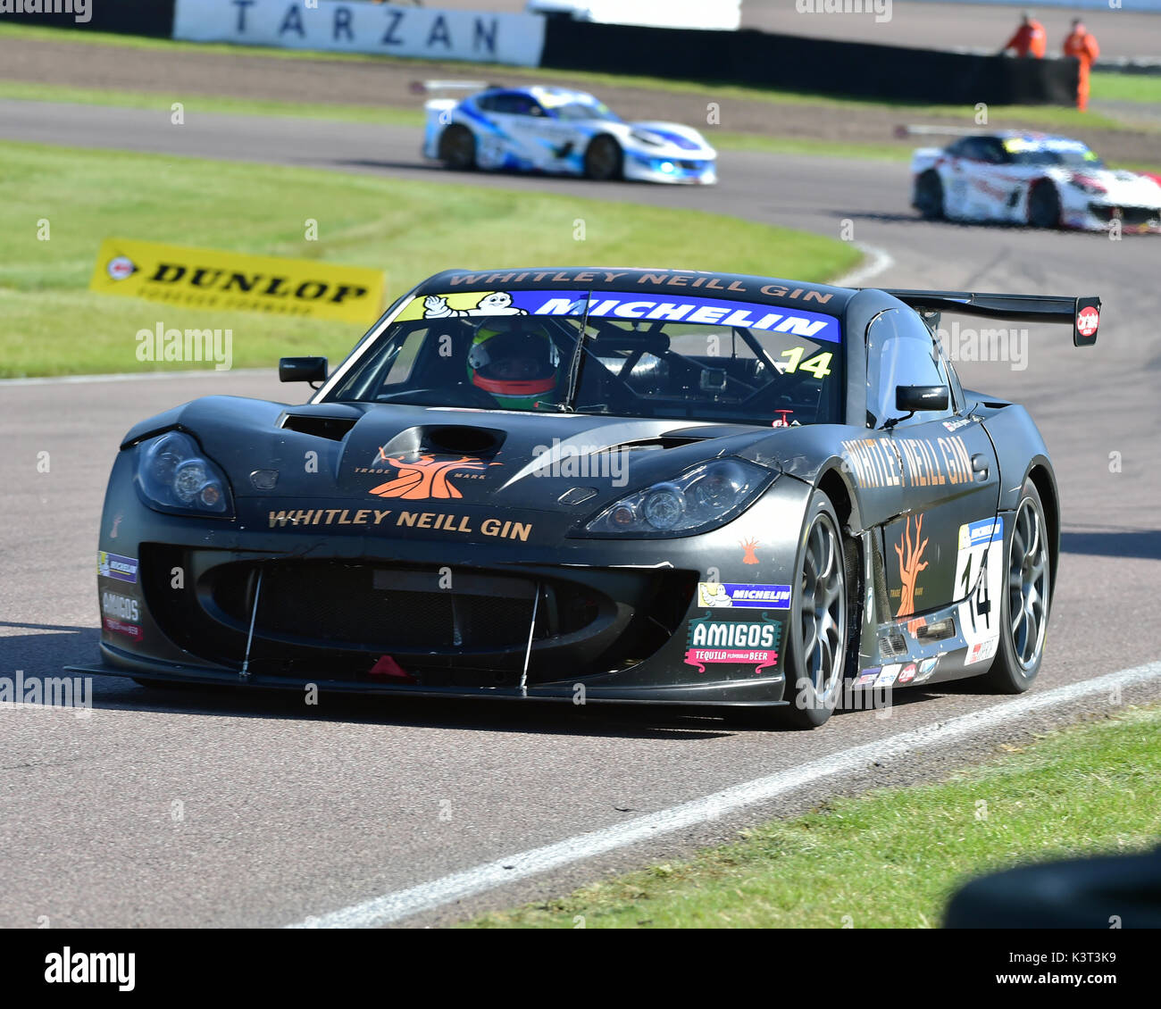 Declan Jones, Rob Boston Racing, Ginetta G55, Michelin Ginetta GT4 SuperCup, BTCC Rockingham, Rockingham Motorsport Speedway, Domenica, 27 agosto, 20 Foto Stock