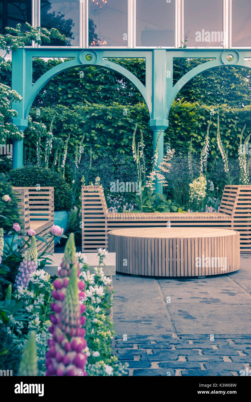 "500 anni di covent garden' mostrano giardino alla 2017 Chelsea flower show a Londra. Foto Stock