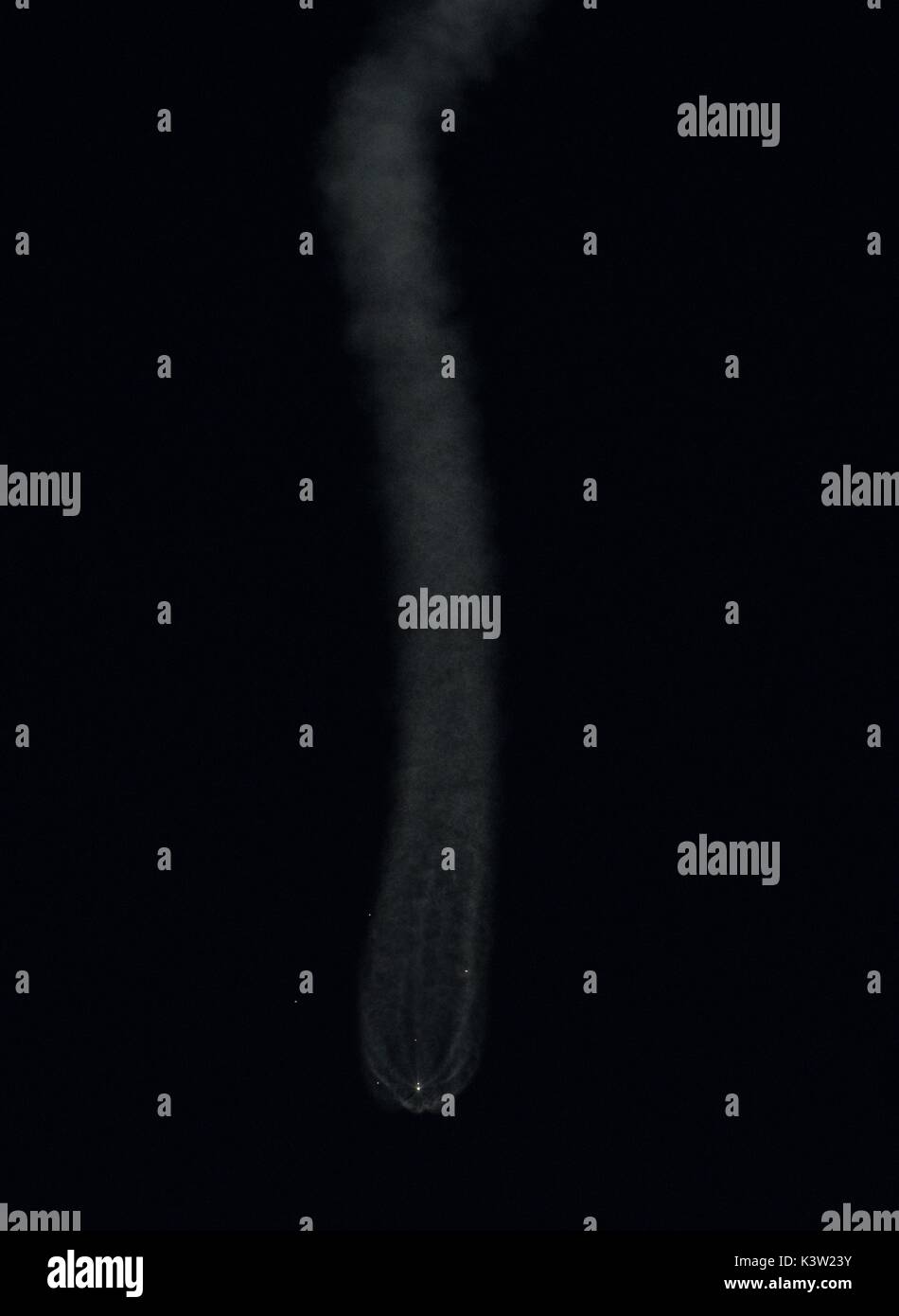 Il Soyuz MS-05 lanci spaziali per la NASA Stazione Spaziale Internazionale per la spedizione 52 presso il cosmodromo di Baikonur Luglio 28, 2017 di Baikonur in Kazakhstan. (Foto di Joel Kowsky via Planetpix) Foto Stock