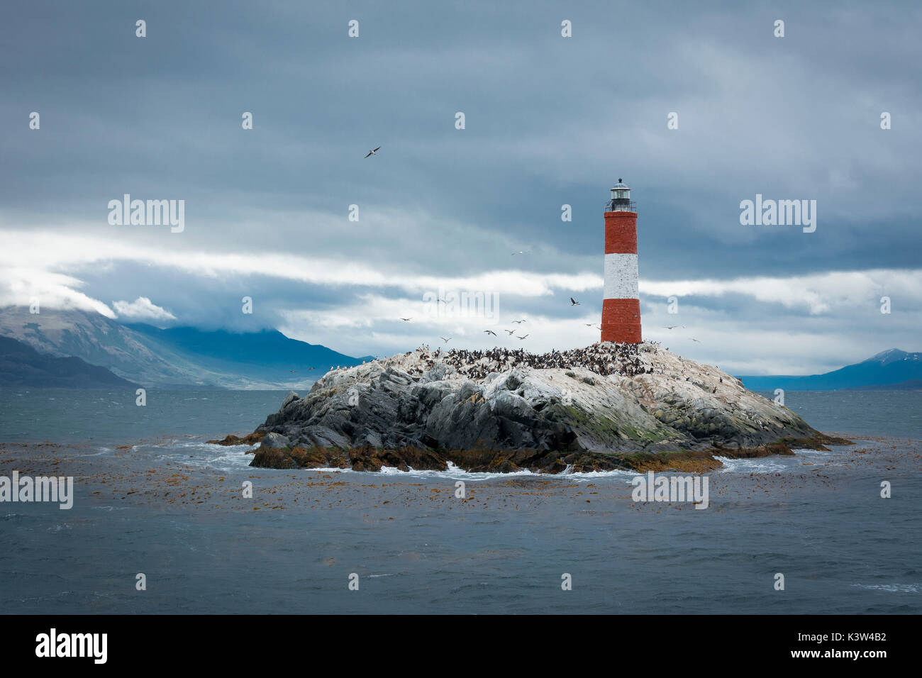 Argentina, Patagonia,Tierra del Fuego National Park, Ushuaia,Canale Beagle,Les Eclaireurs Lighthouse Foto Stock