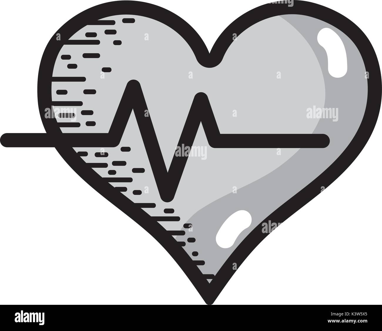 Scala di grigi heartbeat segno vitale di frequenza ECG Illustrazione Vettoriale