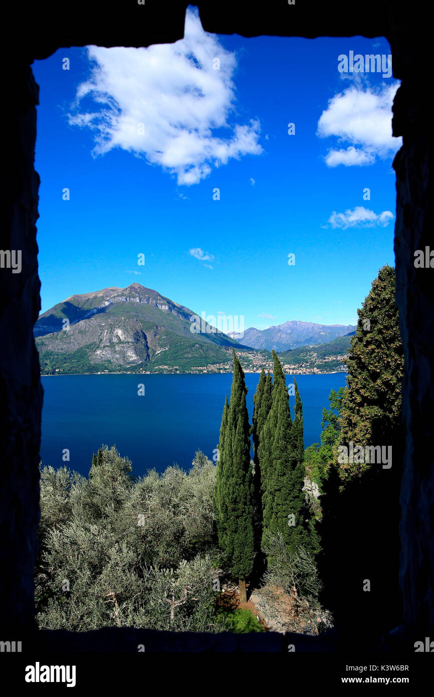 Dal castello di Vezio, Vezio, Lombardia, Italia Foto Stock