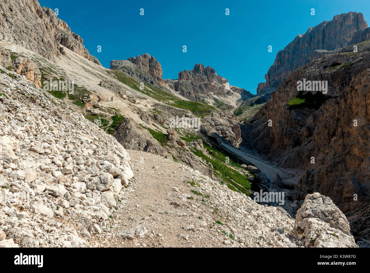 Valle del Vajolet ant gruppo del Catinaccio, Dolomiti, Italia Foto Stock