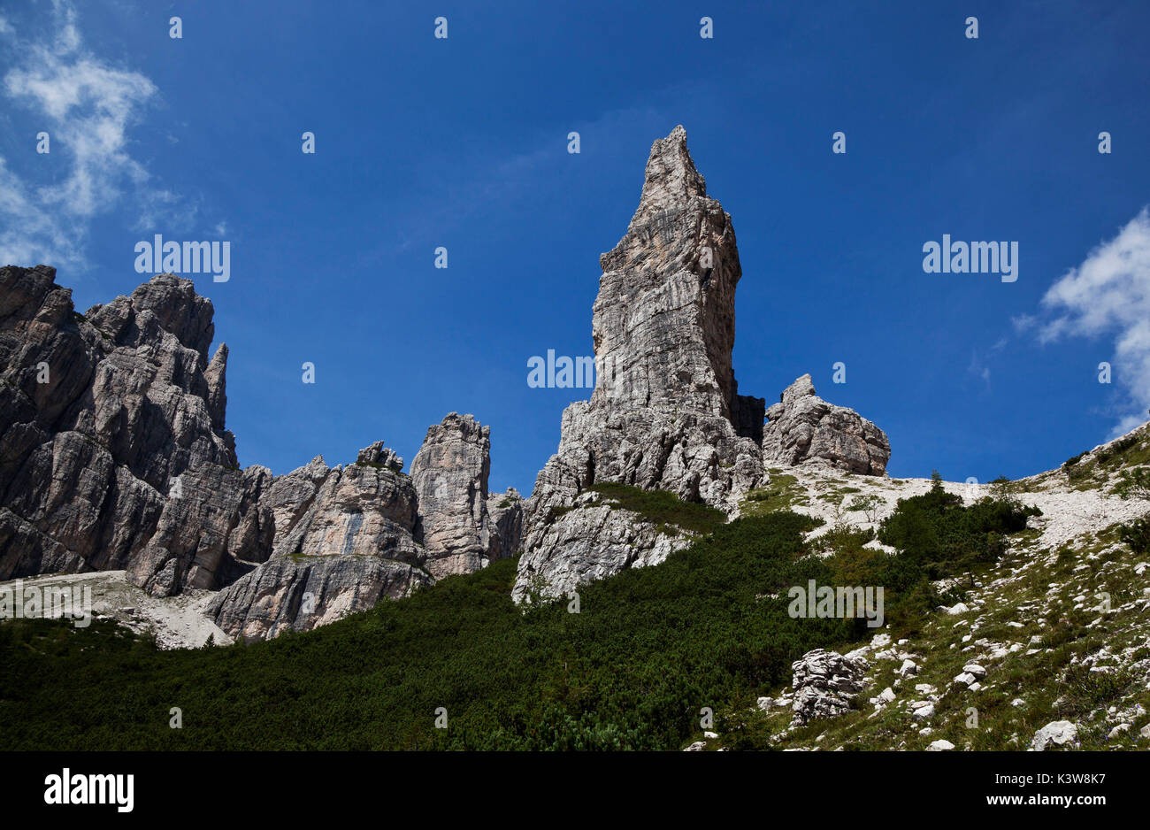 Monatanaia Valley, Dolomiti Friulane, Cimolais, Pordenone, Friuli, Italia. Foto Stock