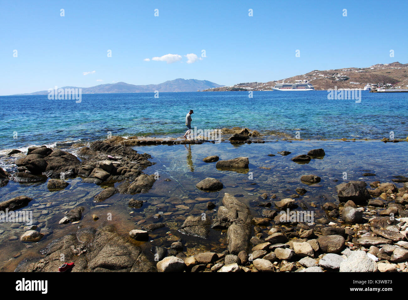 Mykonos - fuori dalla pista turistica. Acqua cristallina. Foto Stock