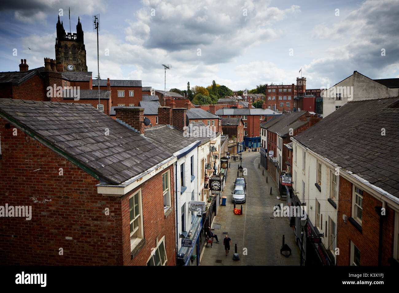 Landmark Stockport Centro Città Cheshire in gtr manchester inverni St Pub sulla Underbank Foto Stock