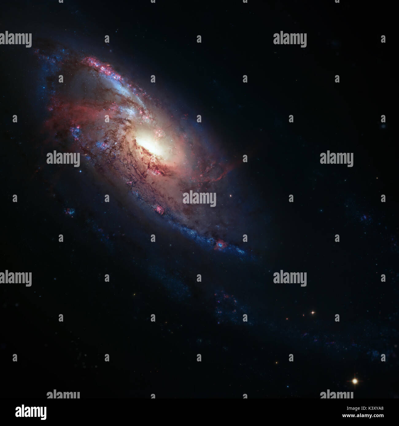 Messier 106, noto anche come NGC 4258 è una galassia a spirale nella costellazione Canes Venatici. Supermassive Black Hole nel centro. Gli elementi di questo im Foto Stock