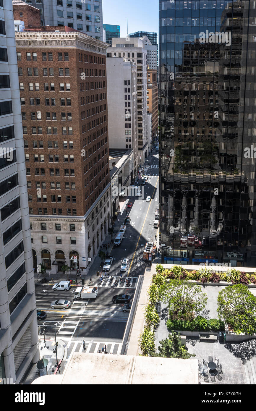 Vista di Sansome street dal di sopra, San Francisco Foto Stock