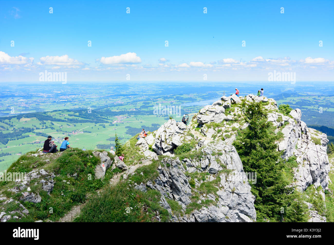 Mountain Summit Grünten, vista lago Rottachsee, Burgberg im Allgäu, Schwaben, Algovia, Svevia, Baviera, Baviera, Germania Foto Stock