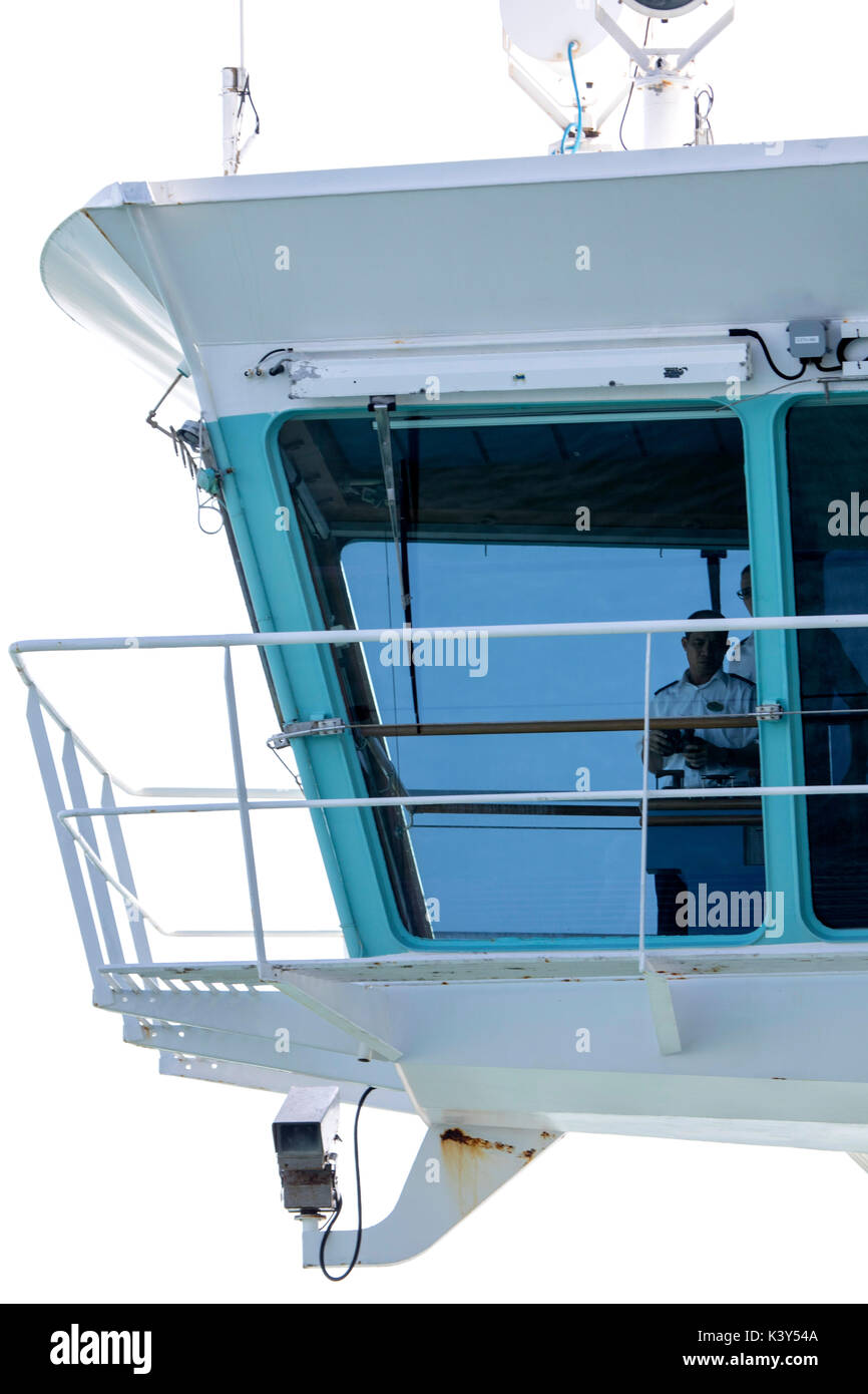 Il Ponte sul lato della porta dell'Royal Caribbean Navigator dei mari classe voyager nave da crociera nel Mediterraneo Foto Stock