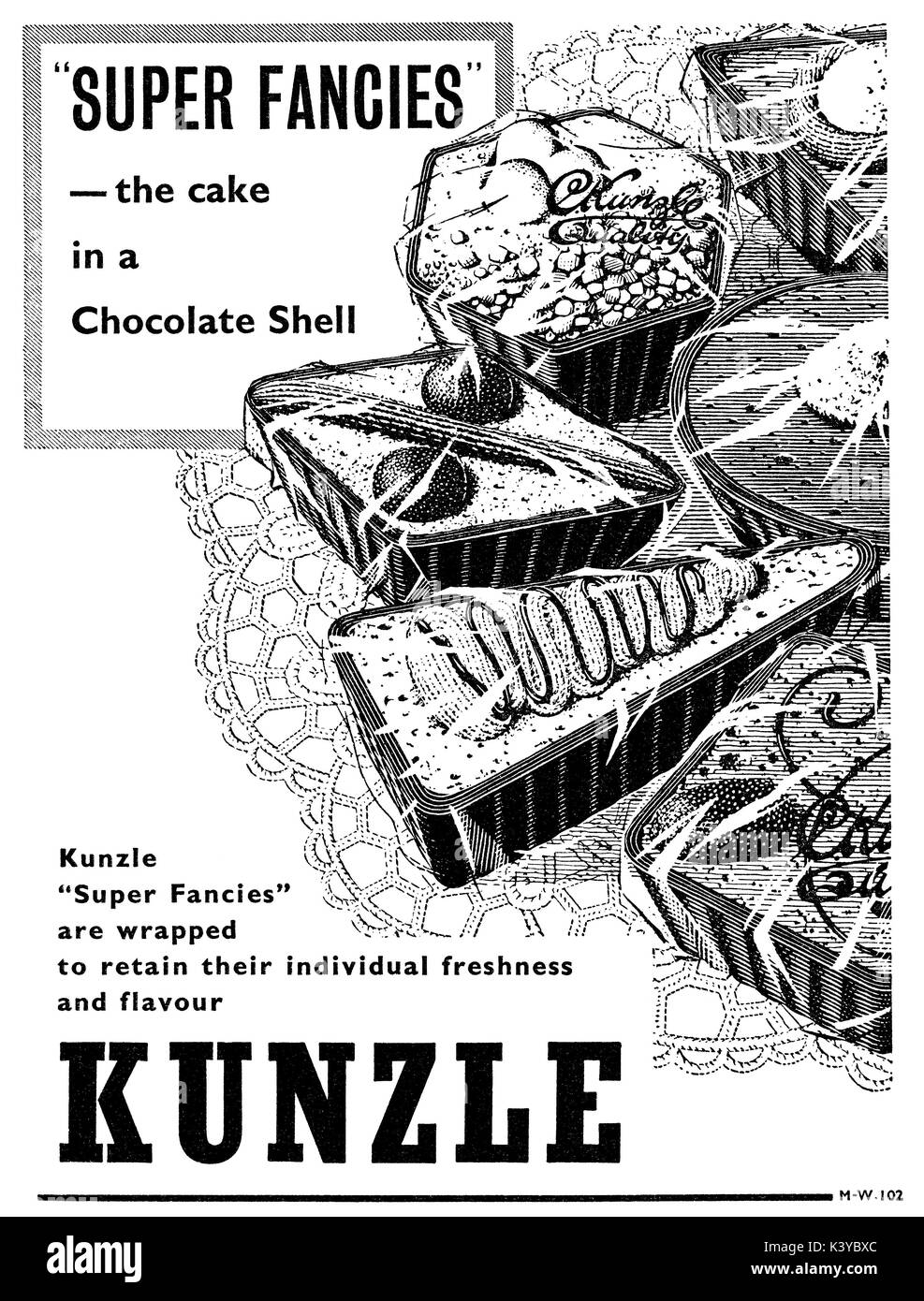 1959 British pubblicità per Kunzle torte. Foto Stock