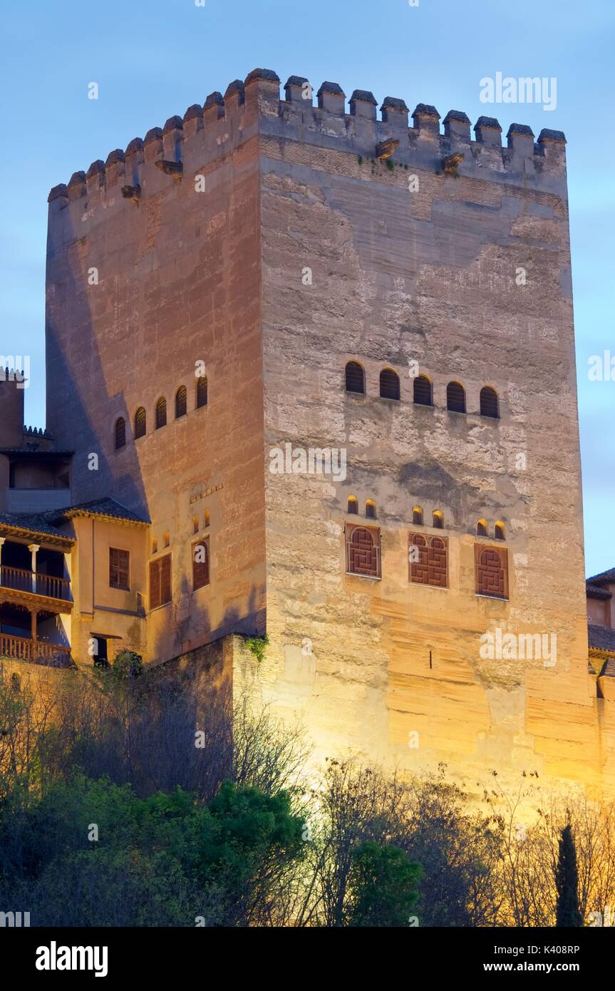 Famosa vista dell'Alhambra di Granada, Andalusia, Spagna Foto Stock