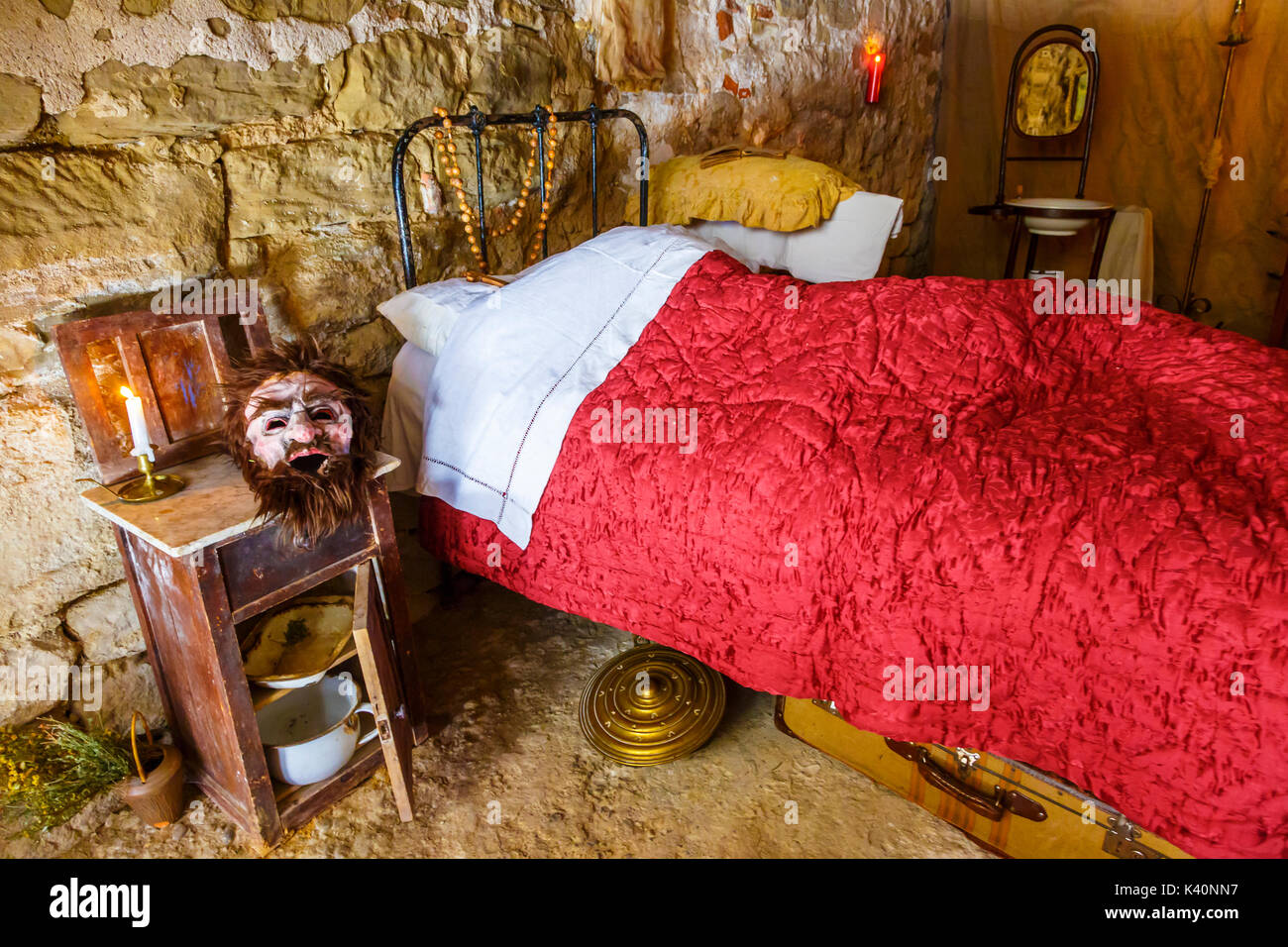 Johannes camera da letto. Fascino Week 2016. Bargota, Navarra, Spagna, Europa. Foto Stock