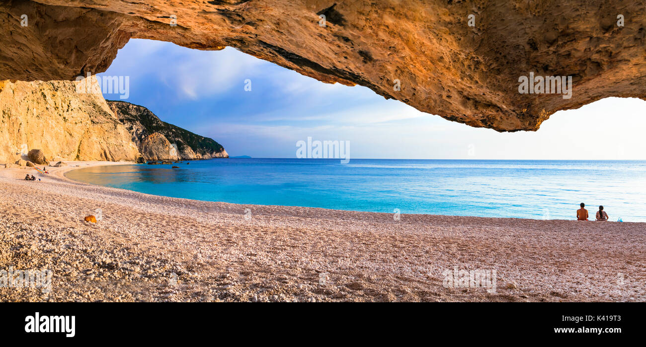 Bellissimo porto katsiki beach,Lefkada isola,Grecia. Foto Stock