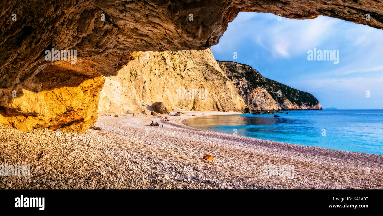 Bellissimo Porto Katsiki beach,Lefkada isola,Grecia. Foto Stock