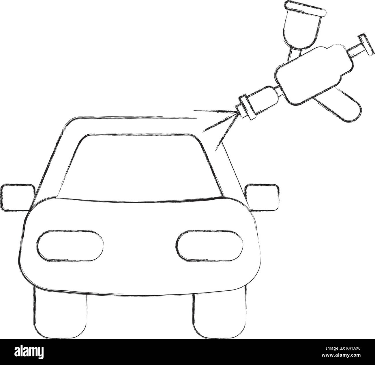 Corpo vettura servizio di verniciatura con la pistola a spruzzo Illustrazione Vettoriale