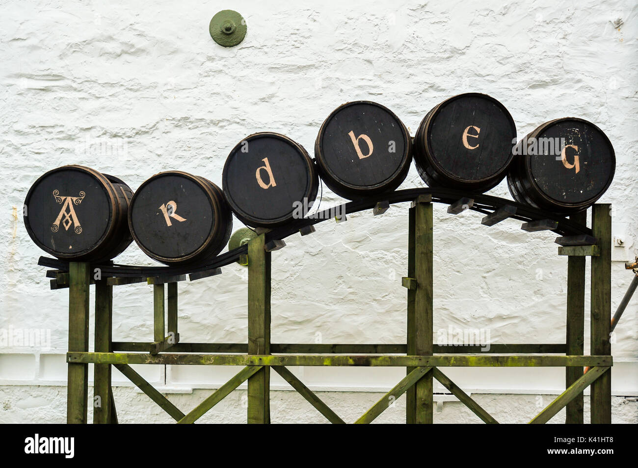 Display della camera presso il rinomato arbdeg distilleria sull'isola di Islay, SCOZIA Foto Stock