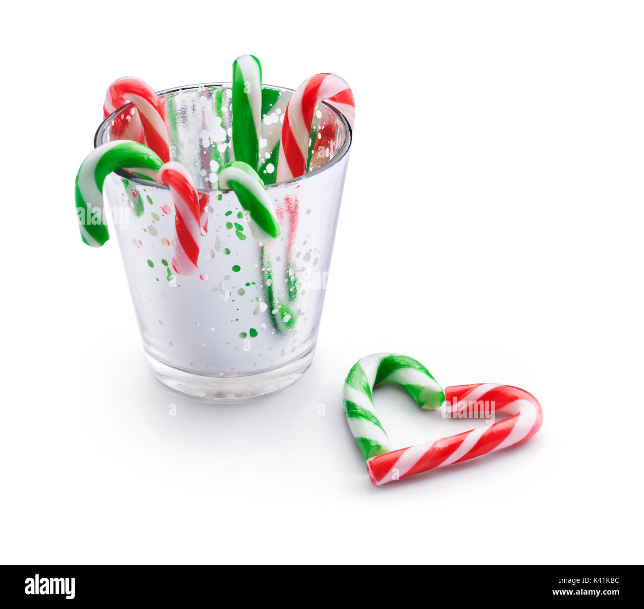 Natale peppermint candy canes isolati su sfondo bianco Foto Stock