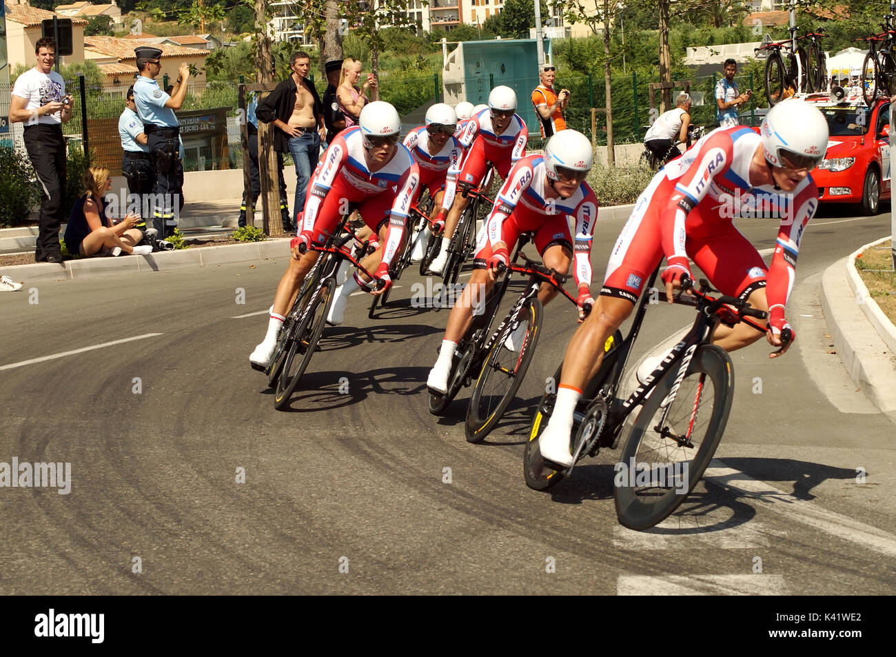 Nizza - 2 Luglio : IL TOUR 2013 (Tour de France) .ITERA - KATUSHA Team nel corso Nizza Nizza/Fase 4 (25 km). Foto Stock