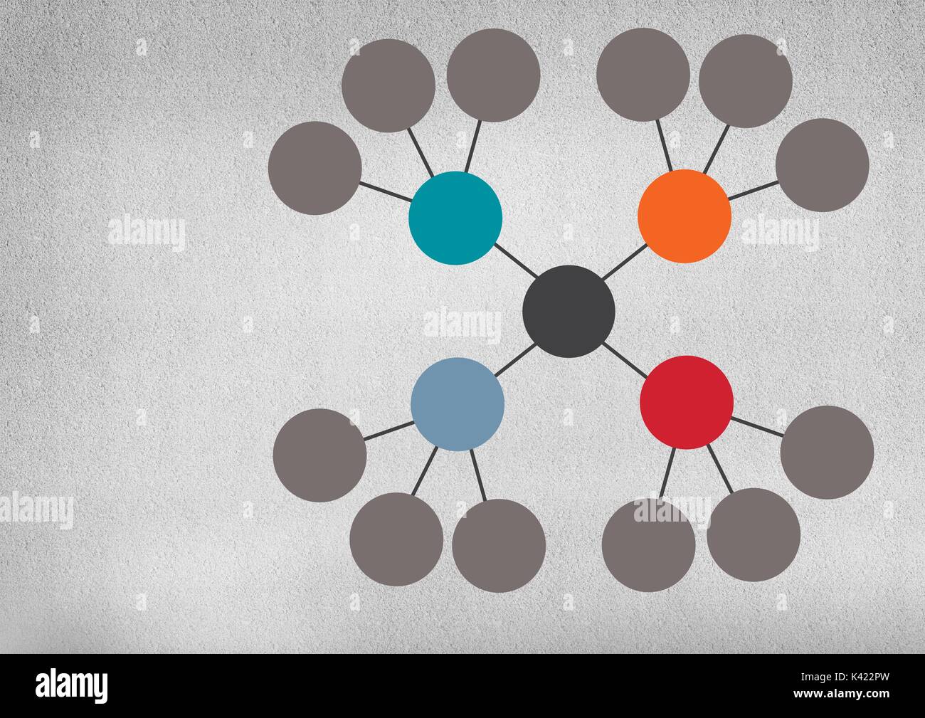 Composito Digitale di coloratissimi mappa mentale su sfondo lucido Foto Stock