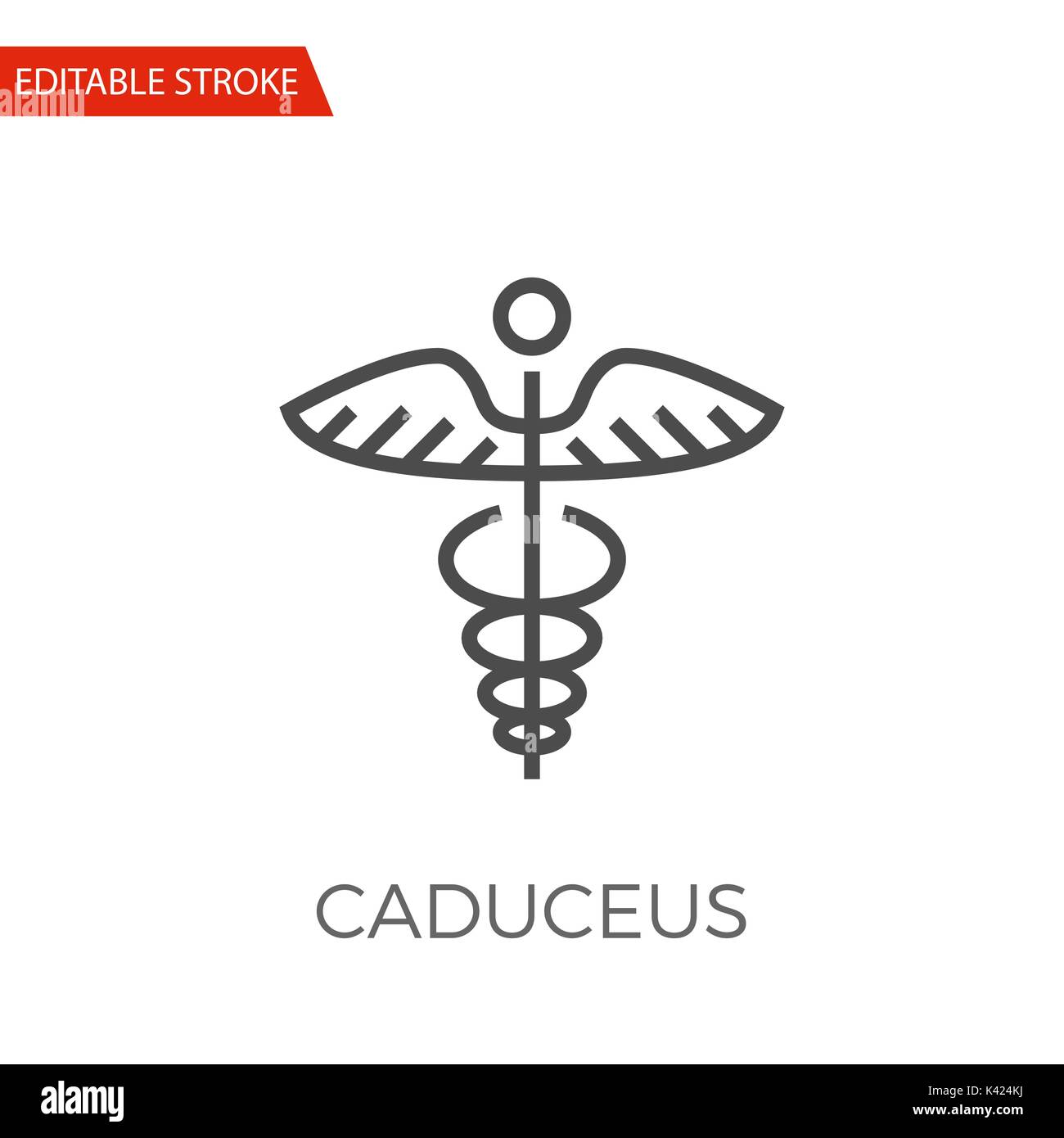 Caduceo linea sottile icona Vettore. Icona piatta isolata su uno sfondo bianco. Corsa modificabile file EPS. Illustrazione Vettoriale. Illustrazione Vettoriale