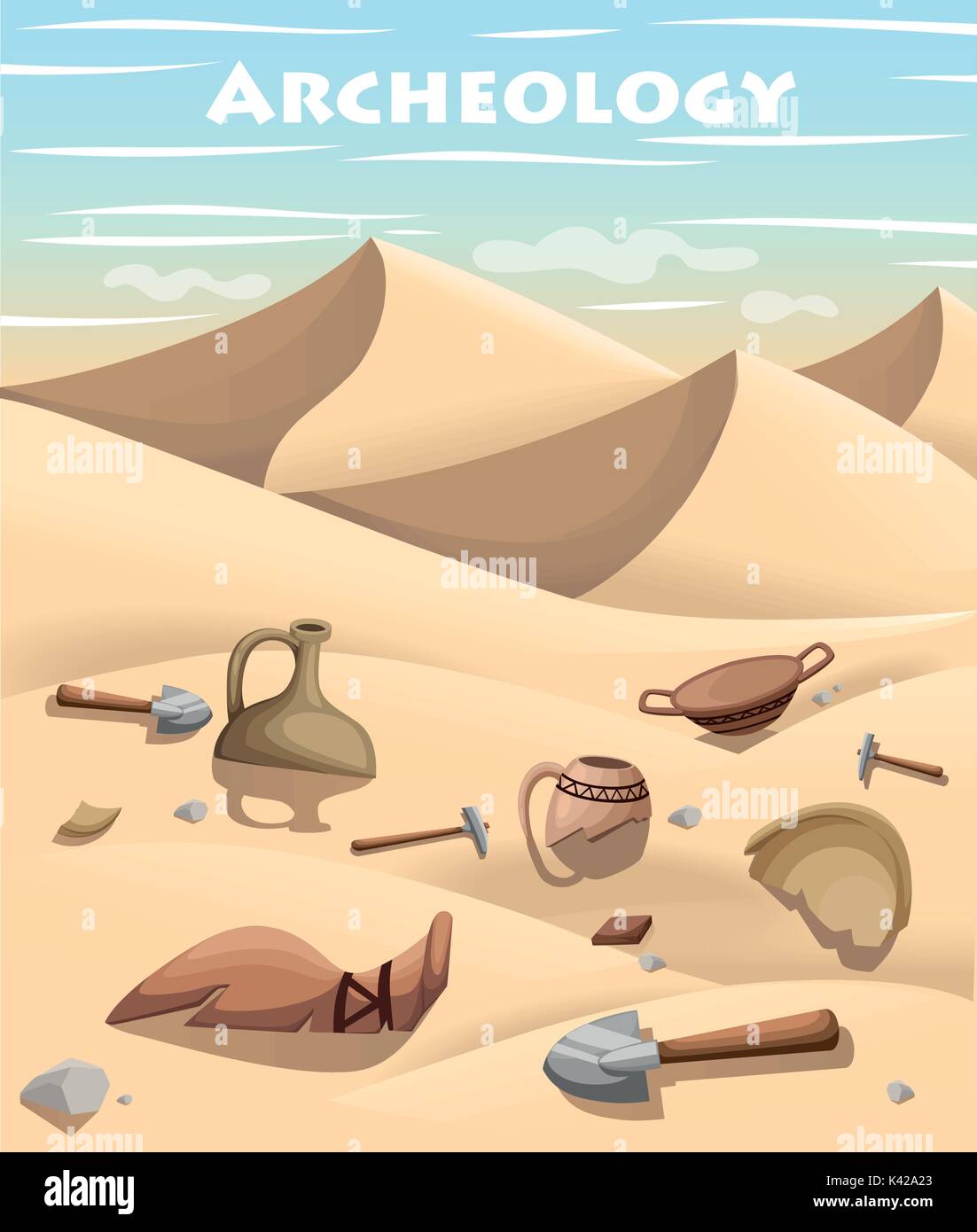 Archeologia e Paleontologia concetto scavo archeologico pagina del sito web e mobile app design elemento vettoriale. storia antica achaeologists uneart Illustrazione Vettoriale