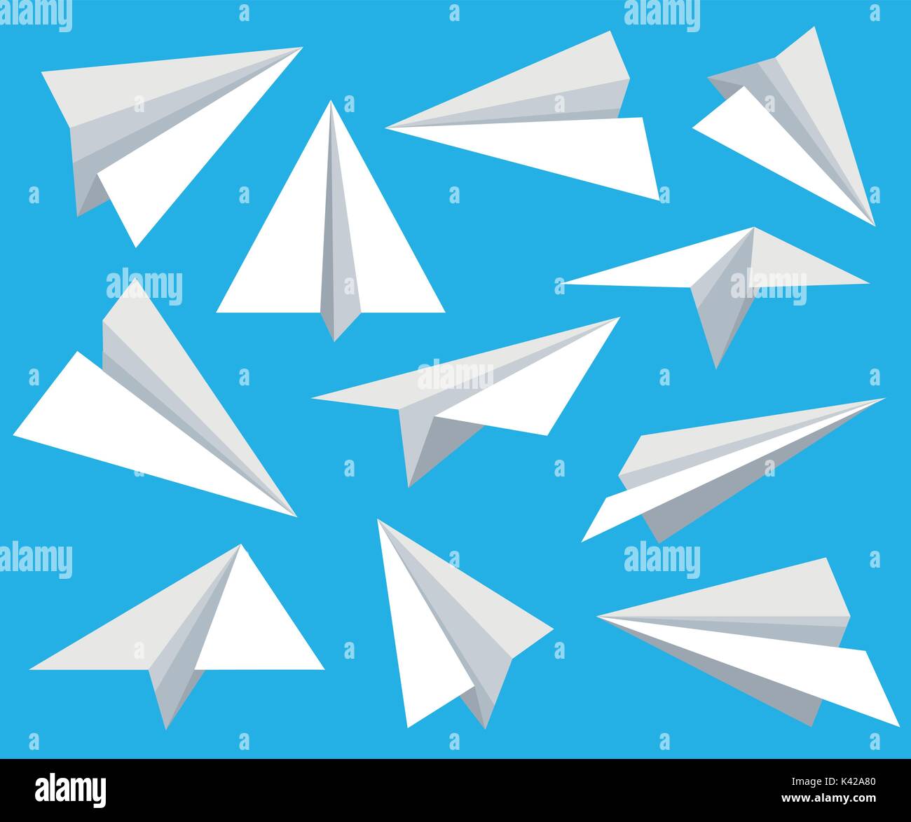 Carta vettore aereo impostato in uno stile piatto isolato da sfondo. Piano di origami collezione. La carta a mano piano e bambino piano della carta. Pagina del sito Web e Illustrazione Vettoriale
