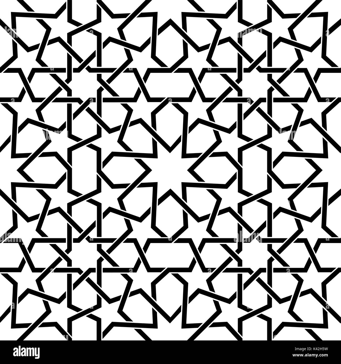 Piastrelle marocchine disegno vettoriale, Moorish design uniforme in nero, astratta geometrica piastrelle Illustrazione Vettoriale