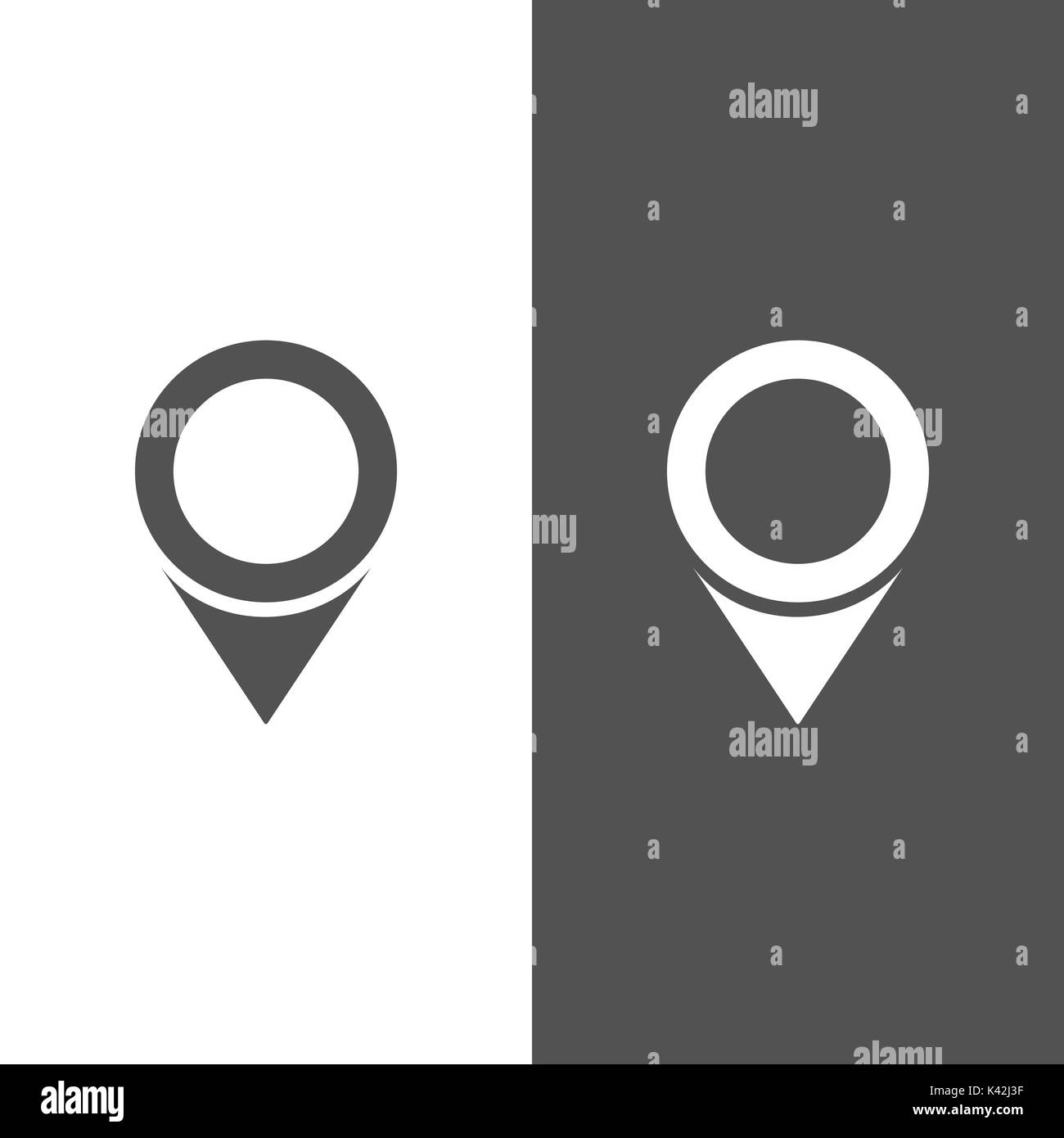 Posizione isolata icona per mappe su un nero e sfondo bianco. Illustrazione Vettoriale Illustrazione Vettoriale