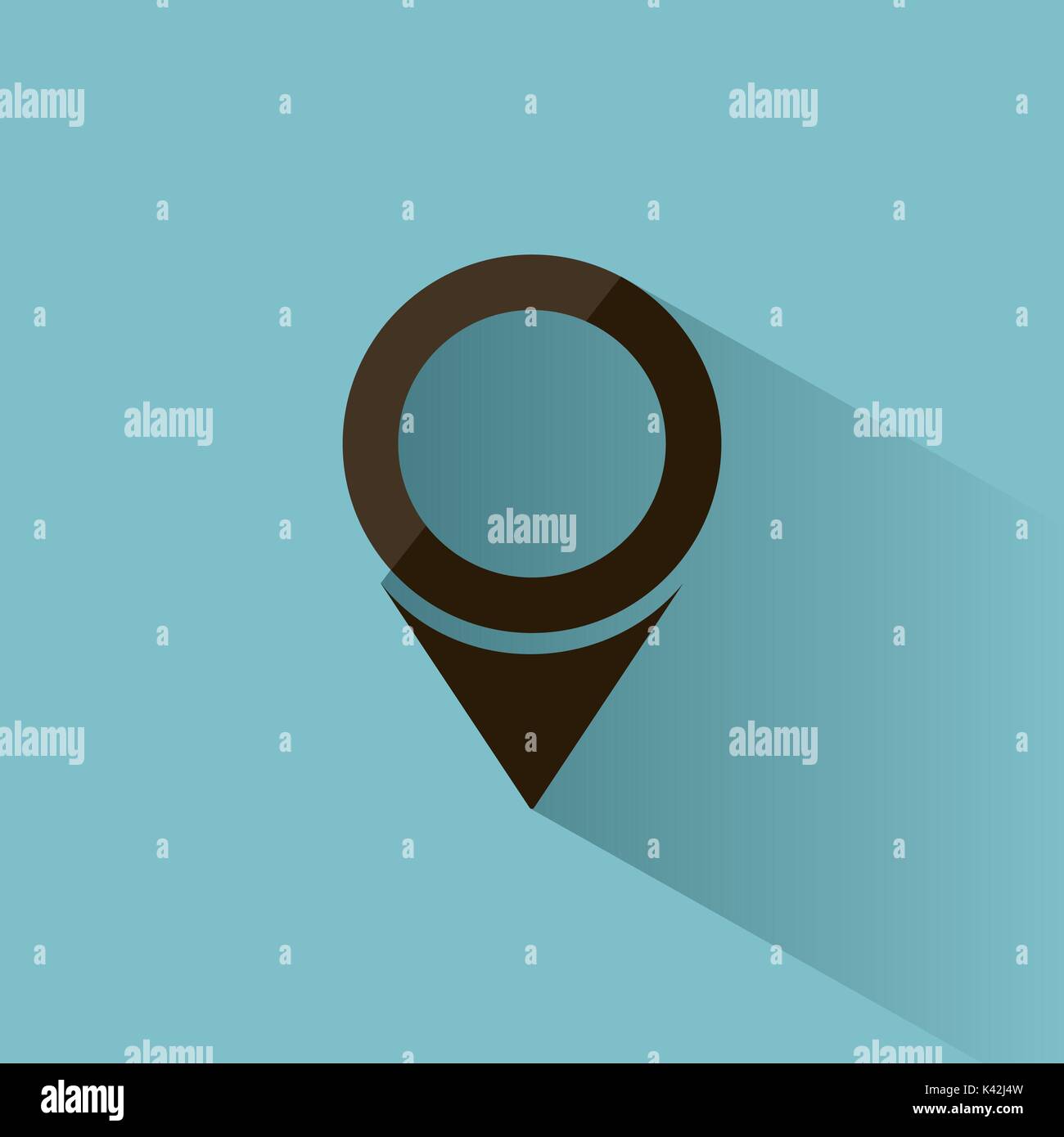 Posizione isolata icona per mappe su uno sfondo blu con ombra. Illustrazione Vettoriale Illustrazione Vettoriale