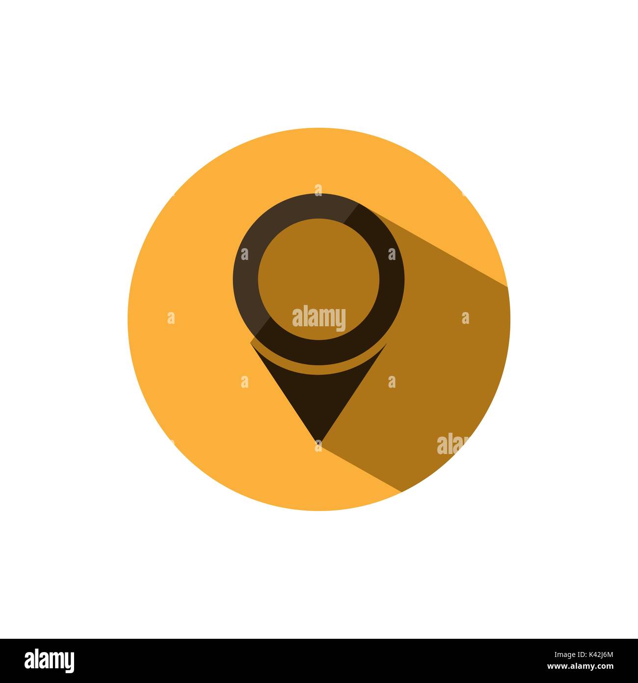 Posizione isolata icona per mappe su un cerchio di colore giallo con ombra. Illustrazione Vettoriale Illustrazione Vettoriale