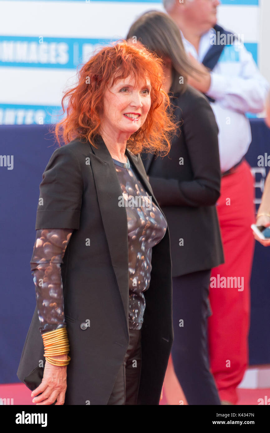 Sabine Azema, attrice francese, sul tappeto rosso al quarantatreesimo Deauville American Film Festival, il 2 settembre 2017 a Deauville, Francia Foto Stock