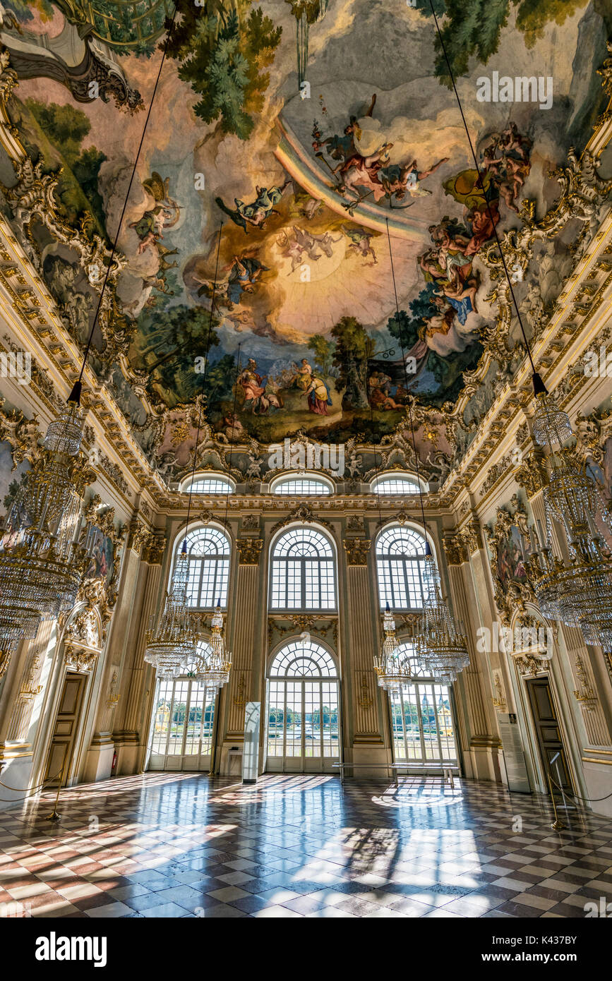 Steinerner Saal o pietra Hall, il palazzo di Nymphenburg, Monaco di Baviera, Germania Foto Stock