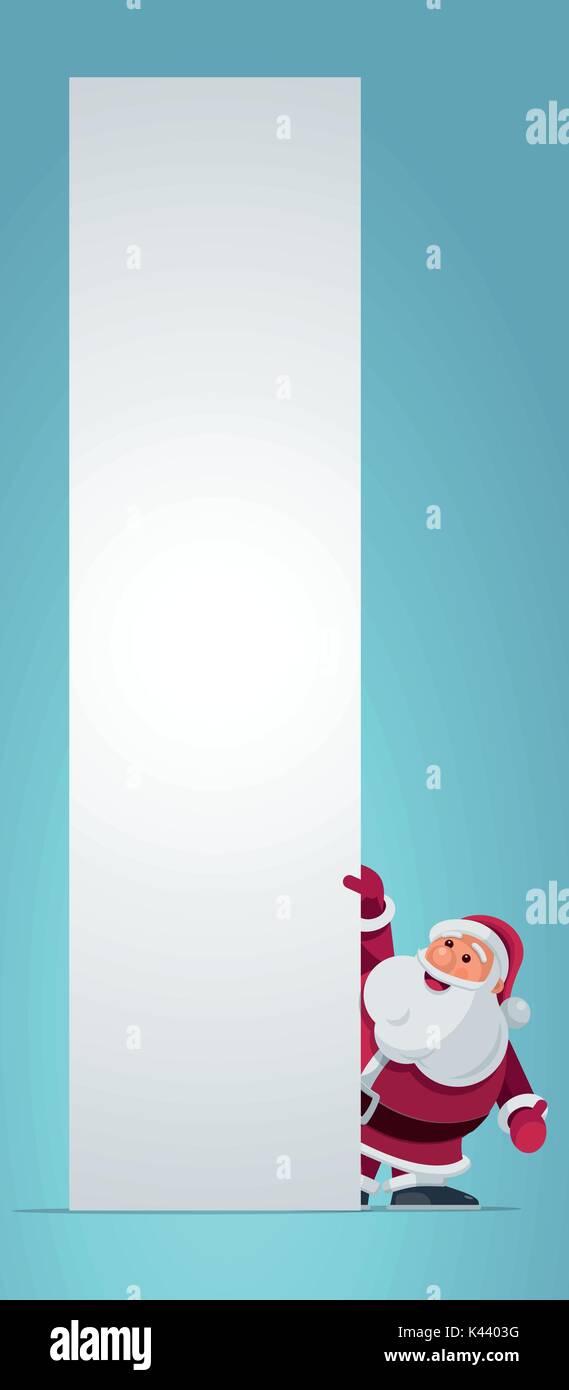 Illustrazione Vettoriale di Santa Claus. Natale concept design. Santa che mostra il Natale banner. Illustrazione Vettoriale