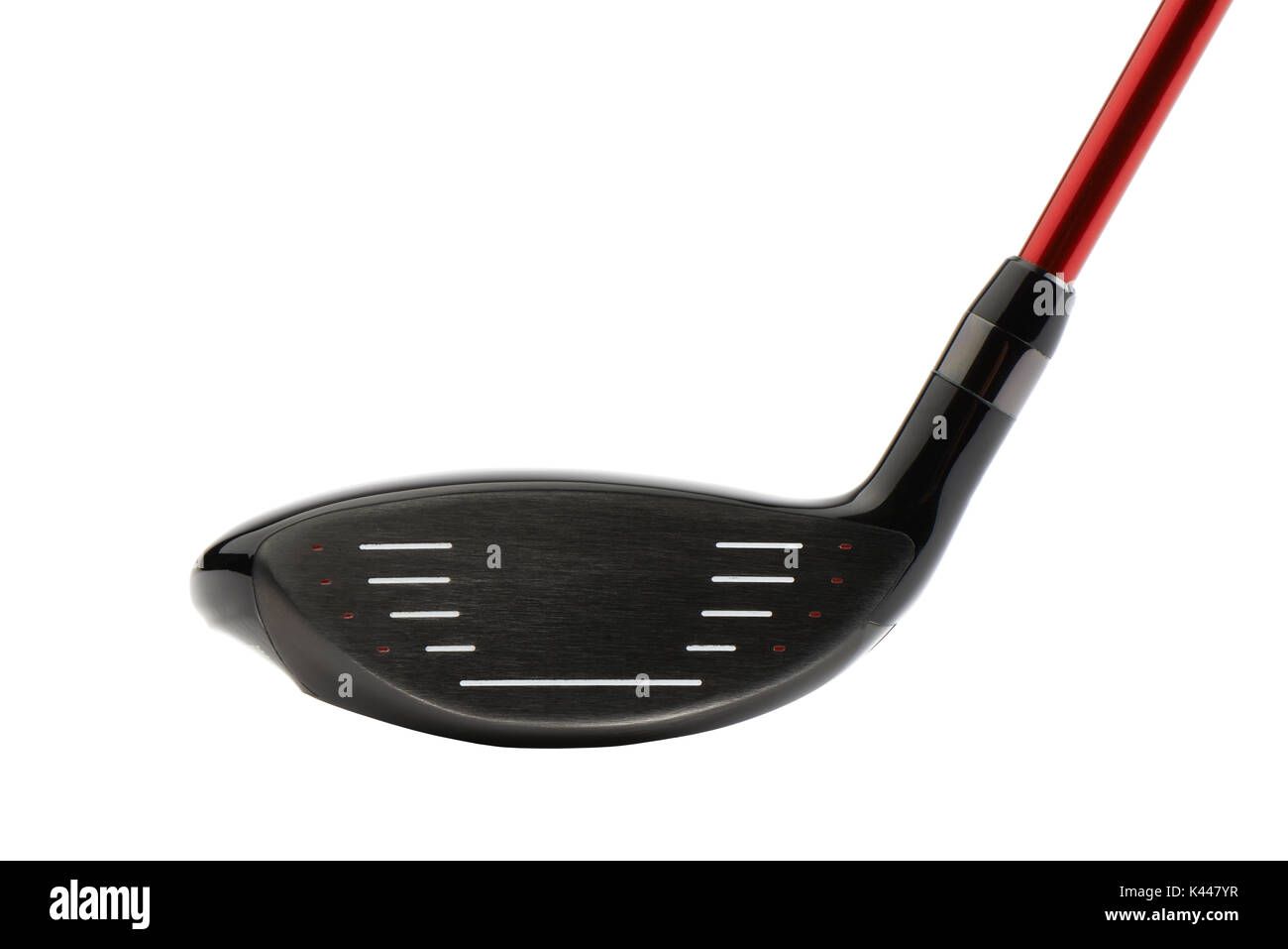 Close-up della faccia del Golf club legno no.4 testa, isolato su bianco. Foto Stock